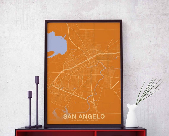 San Angelo Ca Usa Poster Color Hometown City Print Modern Home Decor Office Decoration Wall Art Dorm Bedroom Gift