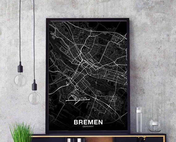 Bremen Germany Map Poster Black White Hometown City Print Modern Home Decor Office Decoration Wall Art Dorm Bedroom Gift