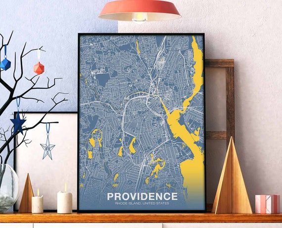 Providence Rhode Island Ri Usa Poster Color Hometown City Print Modern Home Decor Office Decoration Wall Art Dorm Bedroom Gift