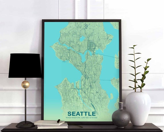 Seattle Washington Wa Usa Poster Color Hometown City Print Modern Home Decor Office Decoration Wall Art Dorm Bedroom Gift