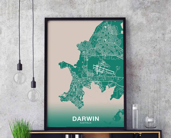 Darwin Australia Poster Color Hometown City Print Modern Home Decor Office Decoration Wall Art Dorm Bedroom Gift