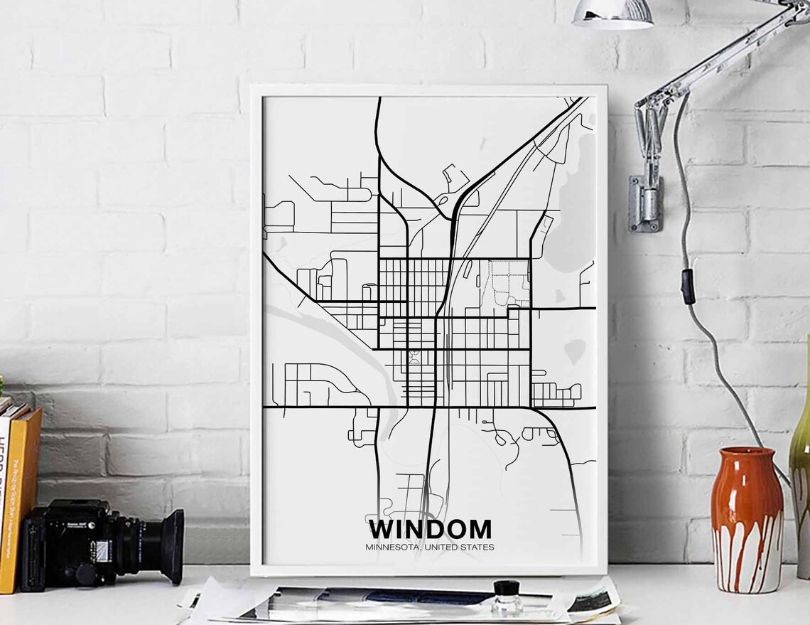 Windom Minnesota Map Poster, Hometown City Art Print