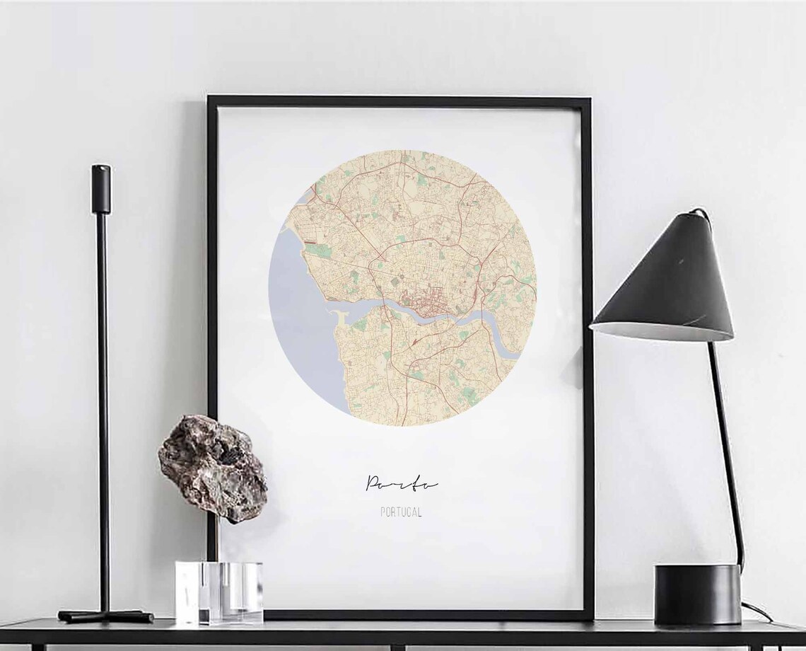 Porto Portugal Map Poster, Modern Minimal Travel Art