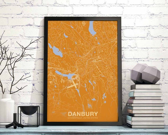 Danbury Cinnecticut Ct Usa Poster Color Hometown City Print Modern Home Decor Office Decoration Wall Art Dorm Bedroom Gift