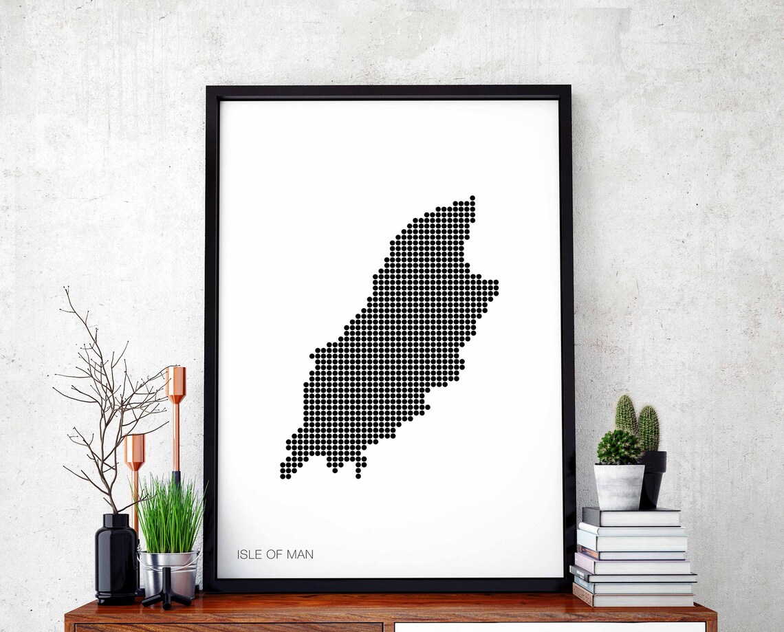 Isle Of Man Minimal Dots Retro Map Poster
