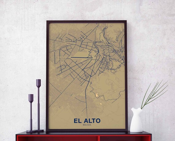 El Alto Bolivia Map Poster Color Hometown City Print Modern Home Decor Office Decoration Wall Art Dorm Bedroom Gift