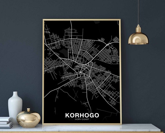 Korhogo Cote Divoire Map Poster Hometown City Print Modern Home Decor Office Decoration Wall Art Dorm Bedroom Gift