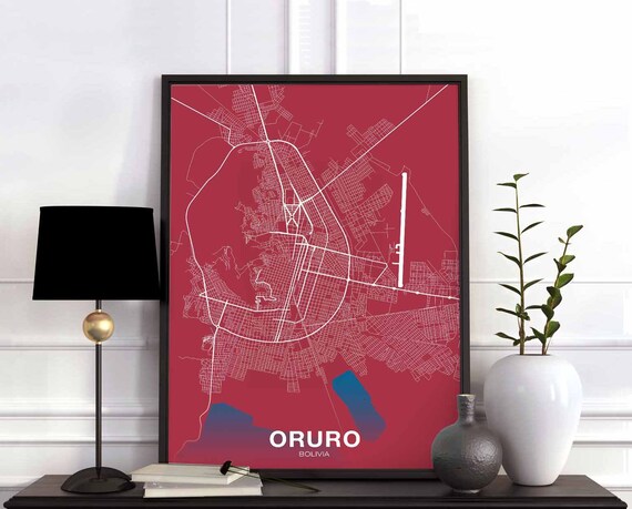 Oruro Bolivia Map Poster Color Hometown City Print Modern Home Decor Office Decoration Wall Art Dorm Bedroom Gift