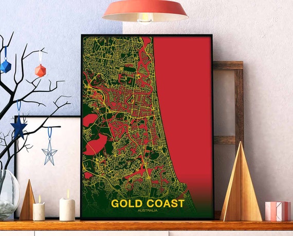 Gold Coast Australia Poster Color Hometown City Print Modern Home Decor Office Decoration Wall Art Dorm Bedroom Gift