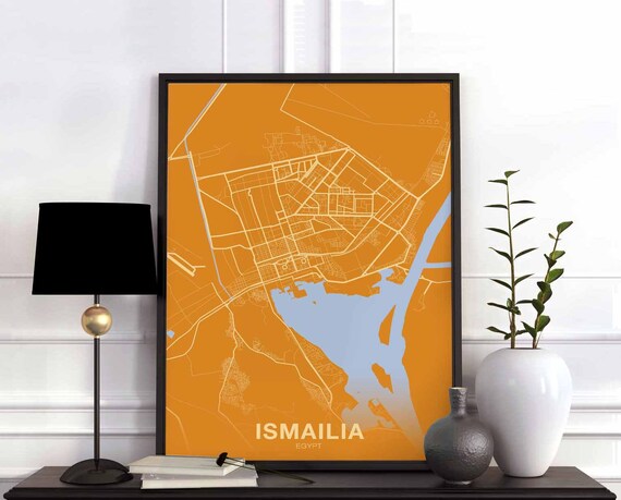 Ismailia Egypt Map Poster Color Hometown City Print Modern Home Decor Office Decoration Wall Art Dorm Bedroom Gift