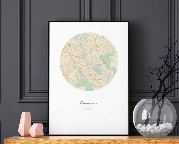 Bonn Germany Map Poster Wall Decor Design Modern Minimal Nordic Travel Bedroom Home Art Vintage Retro Dorm Nursery Housewarming