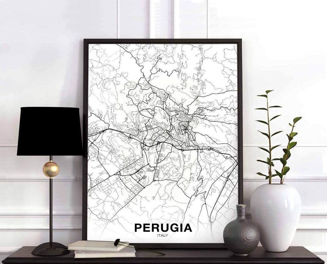 Perugia Italy Map Poster, Modern City Print