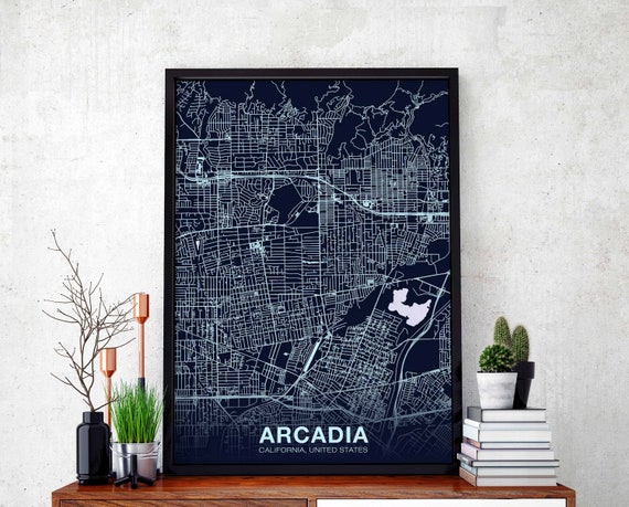 Arcadia Ca Usa Poster Color Hometown City Print Modern Home Decor Office Decoration Wall Art Dorm Bedroom Gift