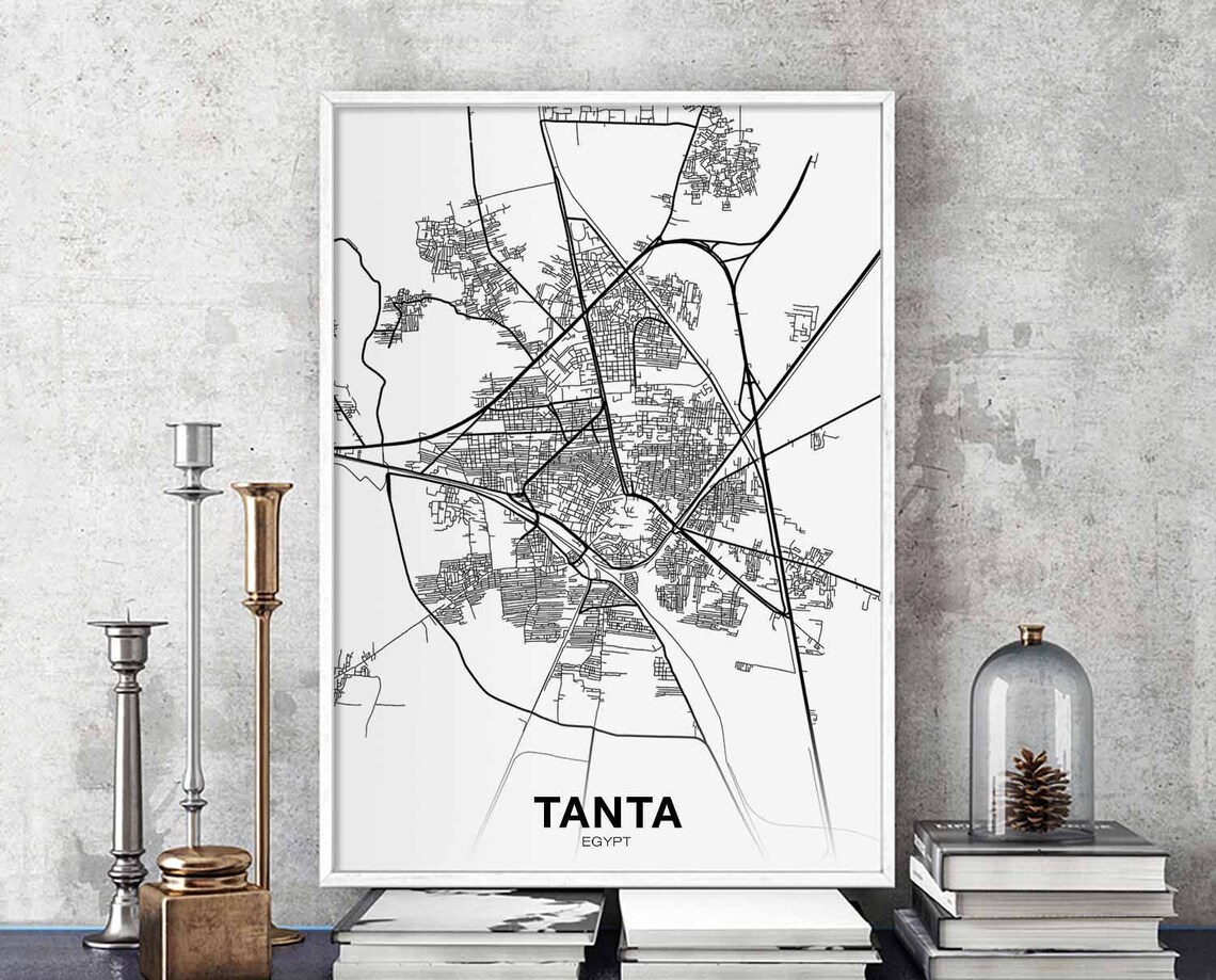 Tanta Egypt Map Poster, Modern Home Decor