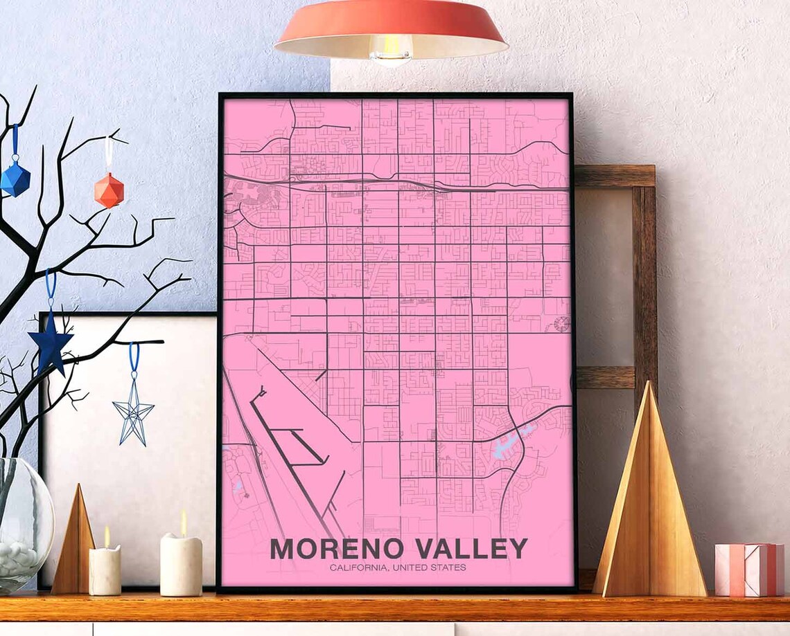 Moreno Valley CA USA Poster Print, Modern Home Decor