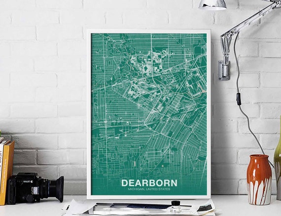 Dearborn Michigan Mi Usa Poster Color Hometown City Print Modern Home Decor Office Decoration Wall Art Dorm Bedroom Gift