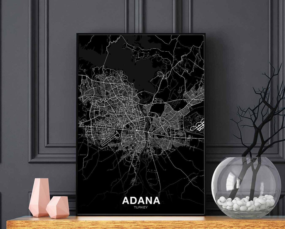 Adana Turkey Map Poster, Modern City Travel Print
