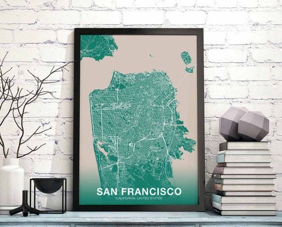 San Francisco Ca Usa Poster Color Hometown City Print Modern Home Decor Office Decoration Wall Art Dorm Bedroom Gift
