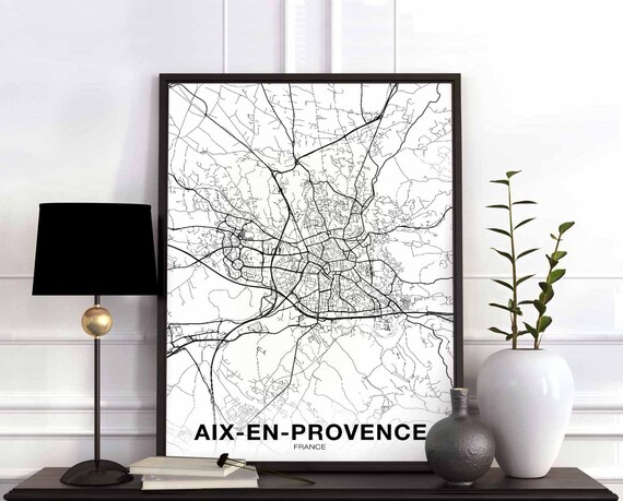 Aixenprovence France Map Poster Hometown City Print Modern Home Decor Office Decoration Wall Art Dorm Bedroom Gift