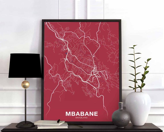 Mbabane Swaziland Poster Color Hometown City Print Modern Home Decor Office Decoration Wall Art Dorm Bedroom Gift