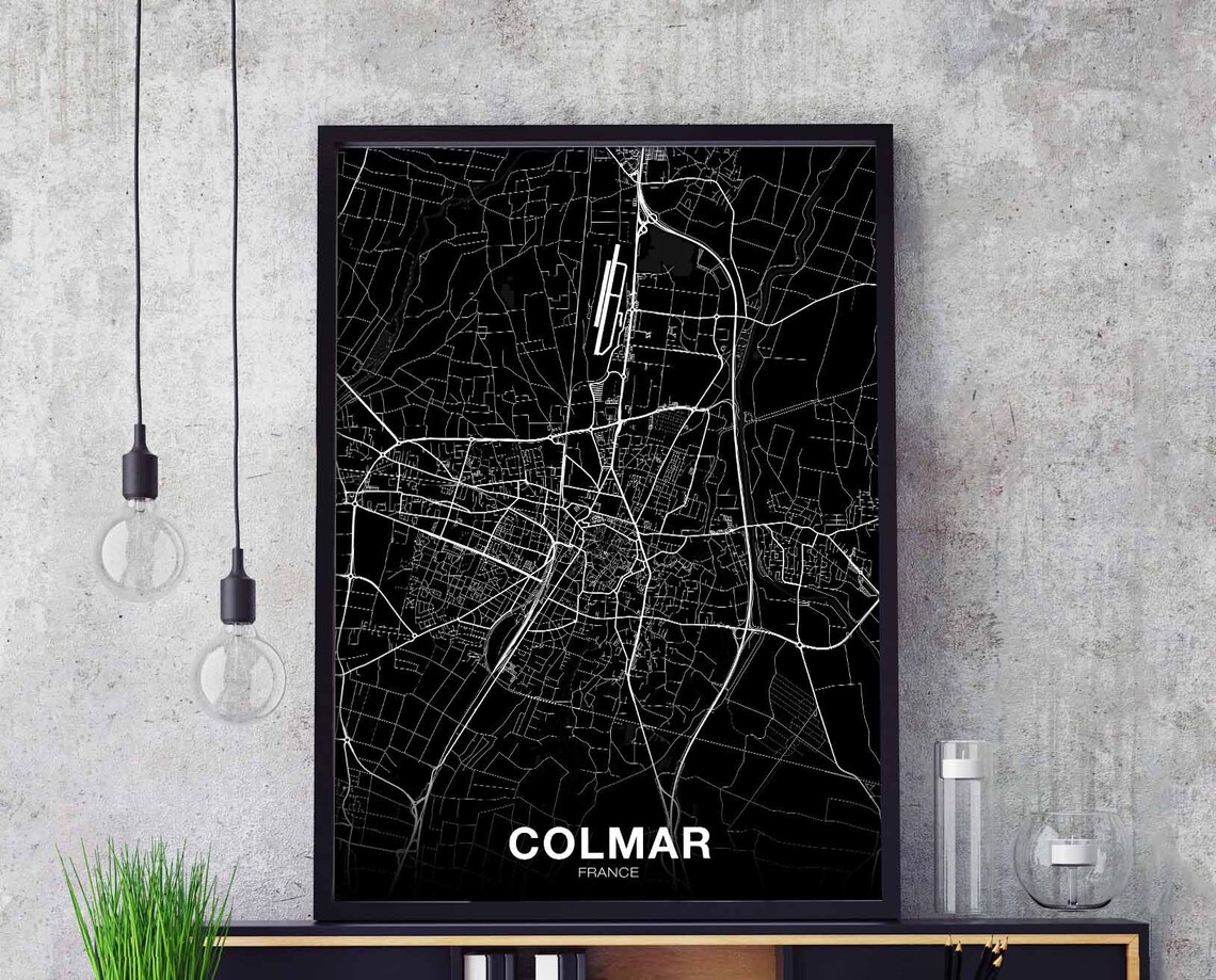 Colmar France Map Poster, Modern Home Decor