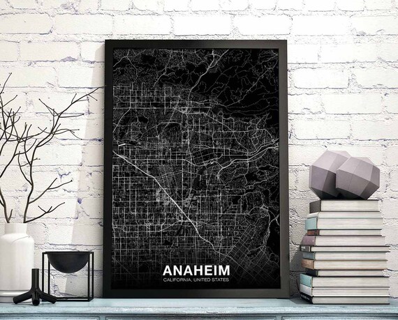 Anaheim Ca Us Map Poster Black White Hometown City Print Modern Home Decor Office Decoration Wall Art Dorm Bedroom Gift