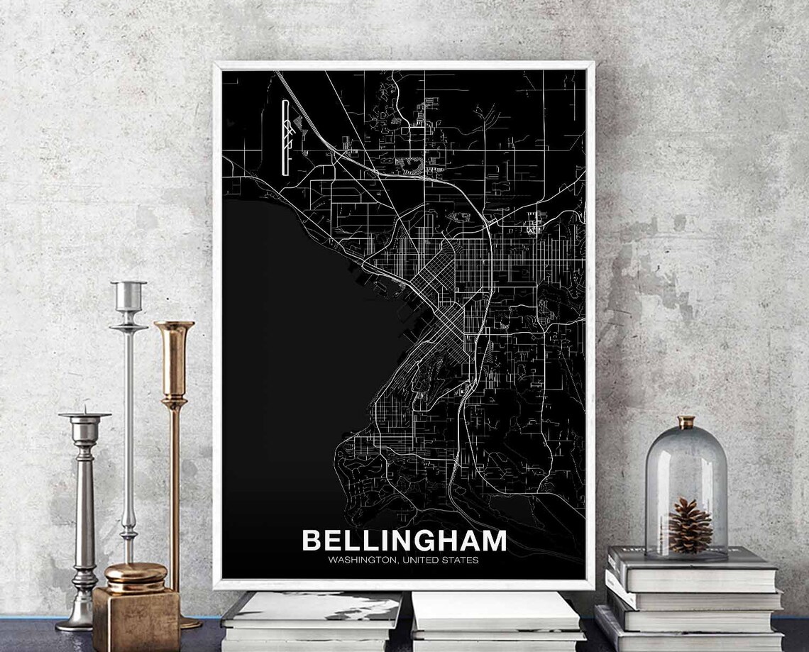 Bellingham Washington Map Poster, Modern City Print