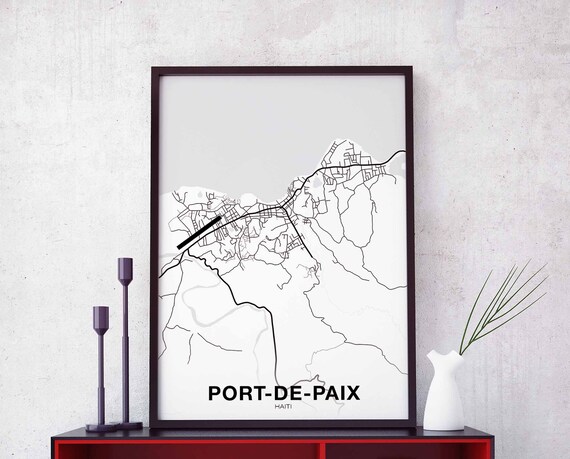 Portdepaix Haiti Map Poster Hometown City Print Modern Home Decor Office Decoration Wall Art Dorm Bedroom Gift