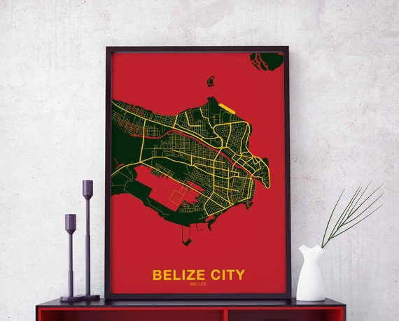 Belize City Poster, Modern Travel Poster