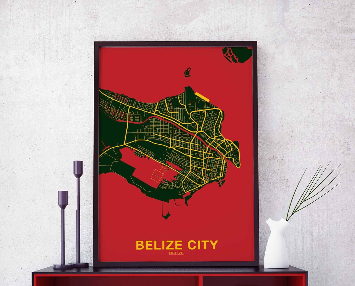 Belize City Poster, Modern Travel Poster