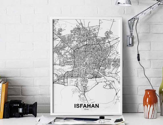 Isfahan Iran Map Poster Hometown City Print Modern Home Decor Office Decoration Wall Art Dorm Bedroom Gift