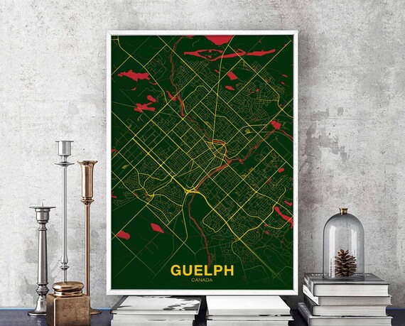 Guelph Canada Map Poster Hometown City Print Modern Home Decor Office Decoration Wall Art Dorm Bedroom Gift