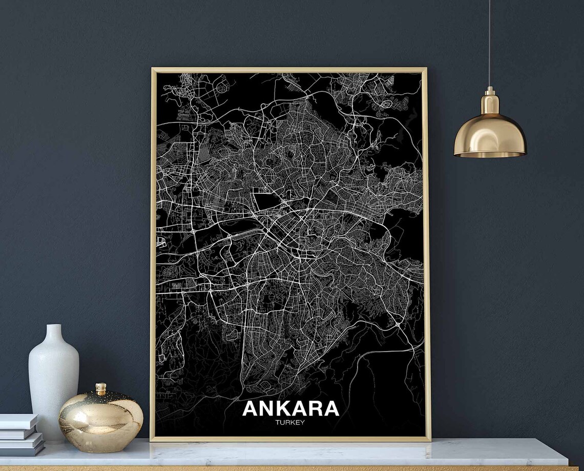 Ankara Turkey Minimalist Black City Map Modern Travel Art Poster