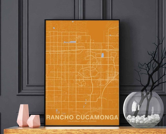 Rancho Cucamonga Ca Usa Poster Color Hometown City Print Modern Home Decor Office Decoration Wall Art Dorm Bedroom Gift