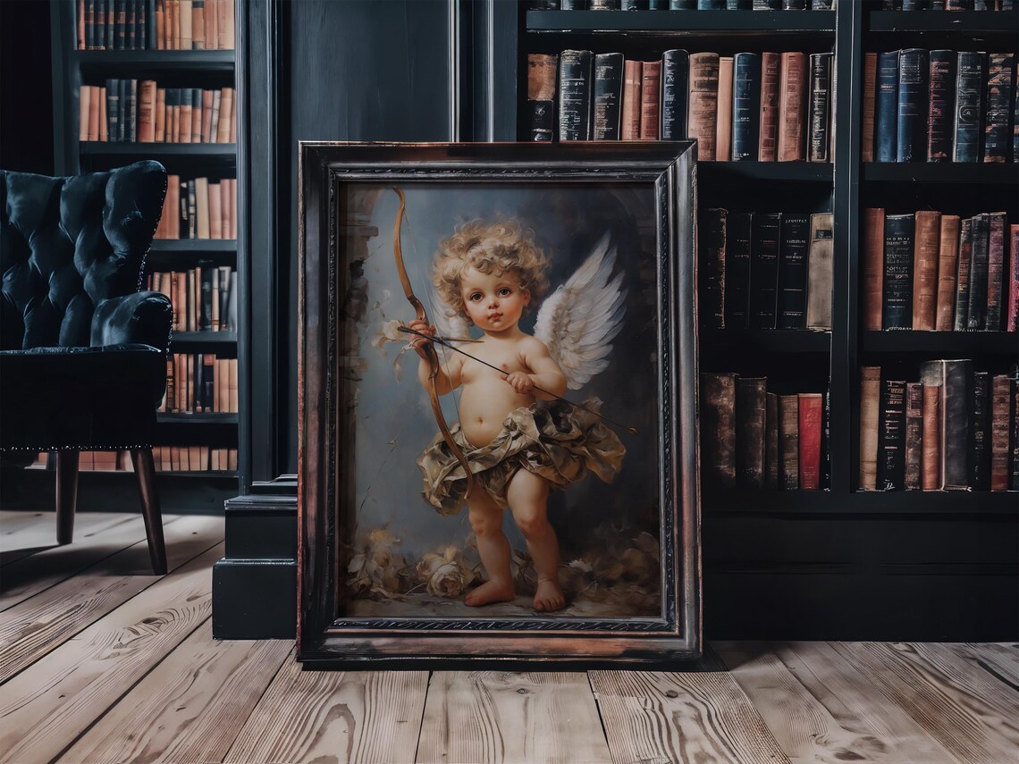 Cupid Cherub With Bow And Arrow Classical Angel Painting Print - Image 3