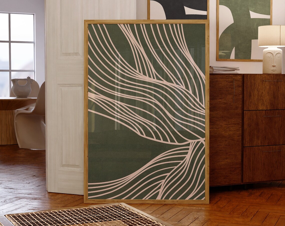 Mid Century Organic Lines Wall Art, Easter Gift