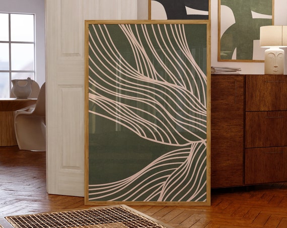 Mid Century Organic Lines Wall Art, Easter Gift