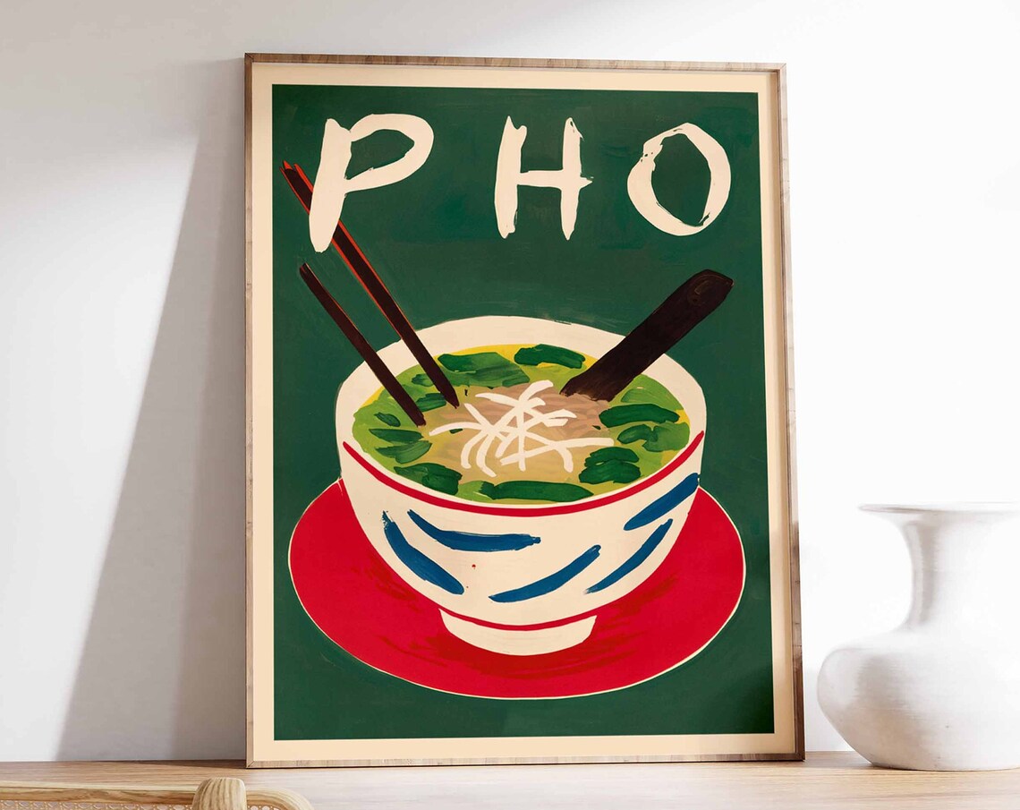 Pho Poster, Vietnamese Food Art Kitchen Decor