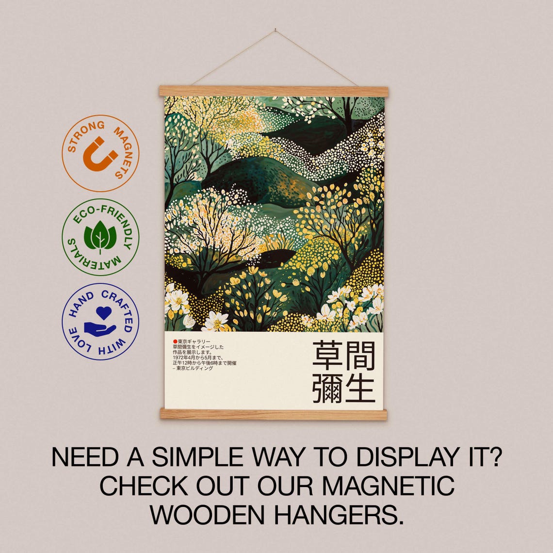 White Blossom Valley Kusama-Inspired Japanese Exhibition Poster - Image 2