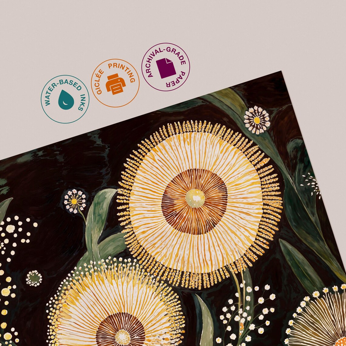 Dotted Dandelion Blooms Kusama-Inspired Japanese Exhibition Poster - Image 3