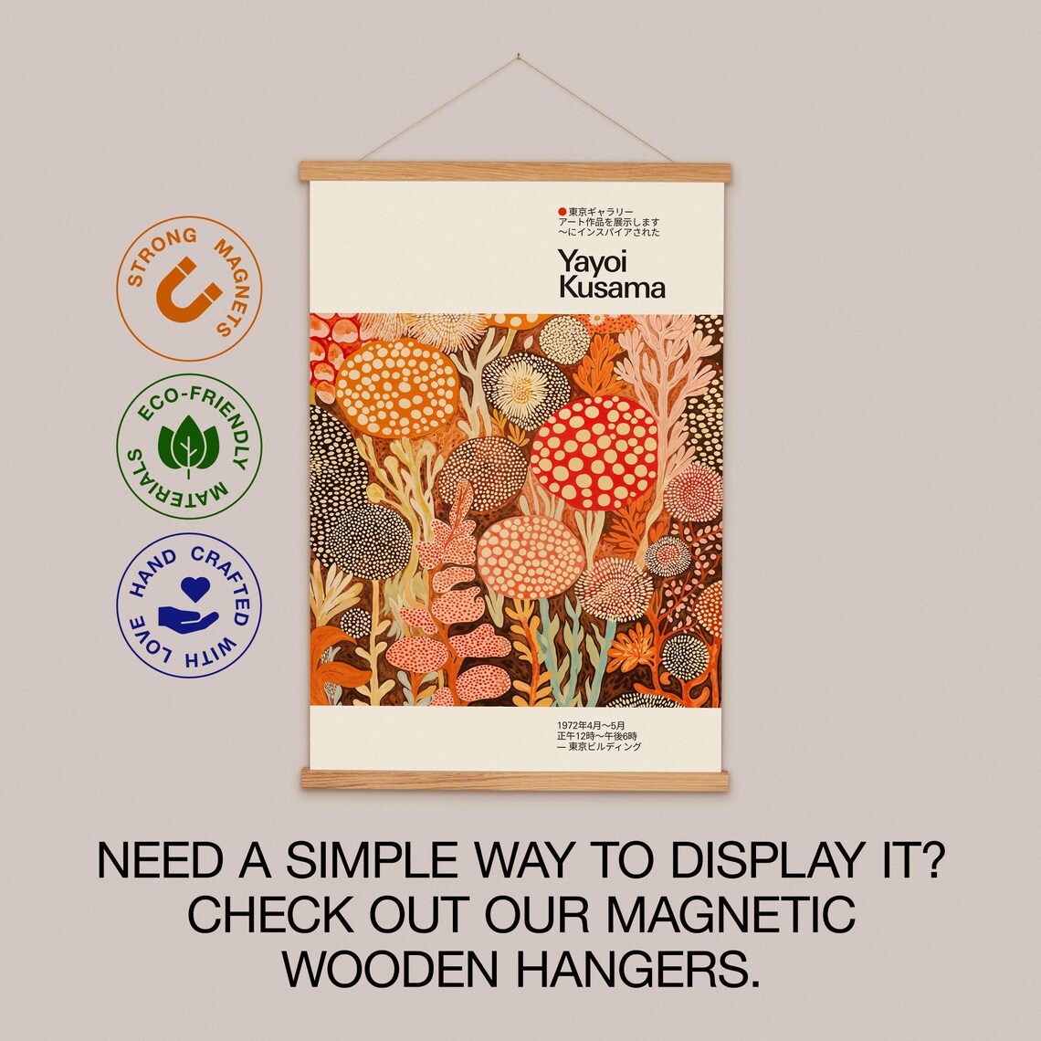 Yayoi Kusama Inspired Warm Terracotta Floral Wonderland Poster - Image 2