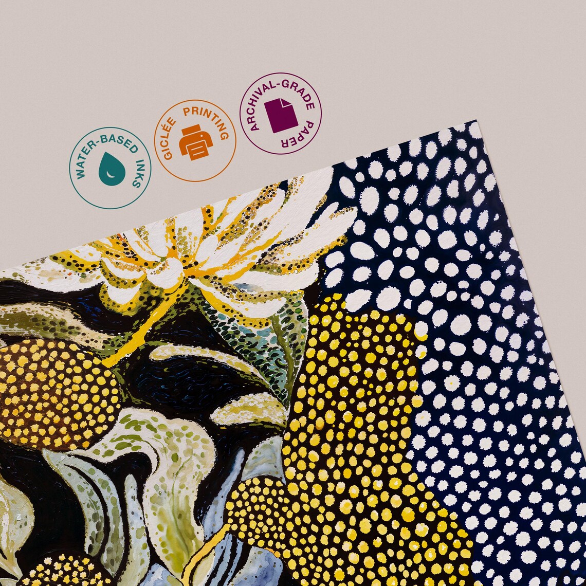Kusama-Inspired Floral Poster, Japanese Vintage Style - Image 3