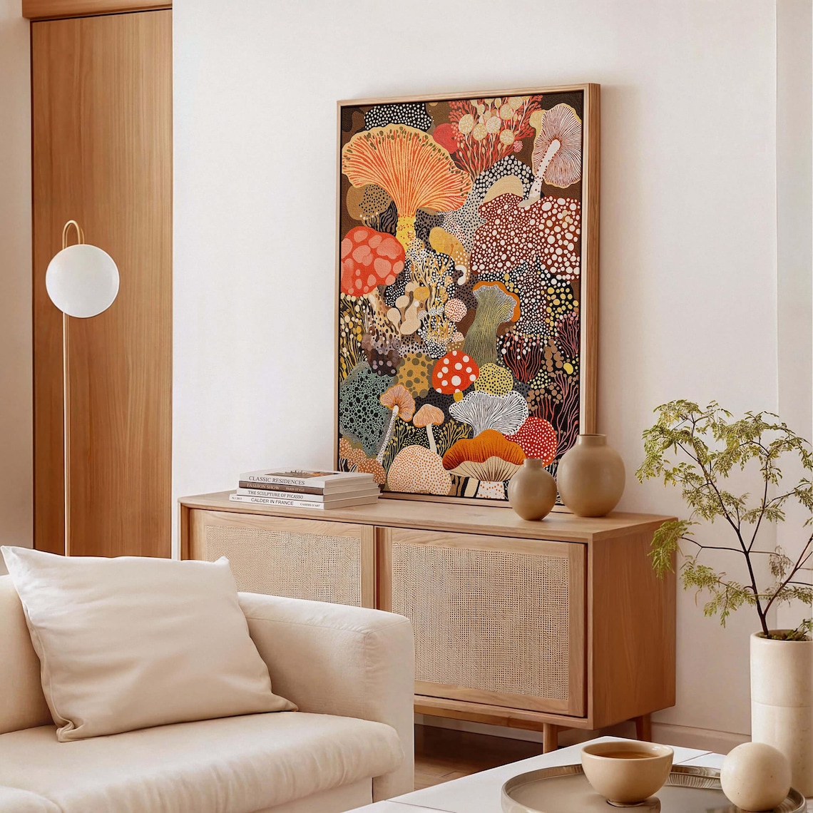Mushroom Botanical Art Print, Modern Earth Tones - Image 2