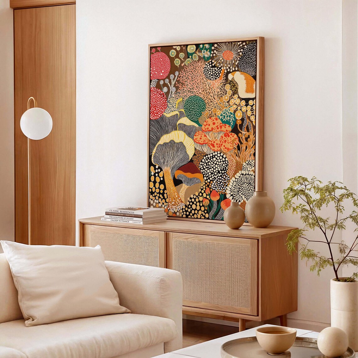 Mushroom Botanical Art Print, Yayoi Kusama Style - Image 2