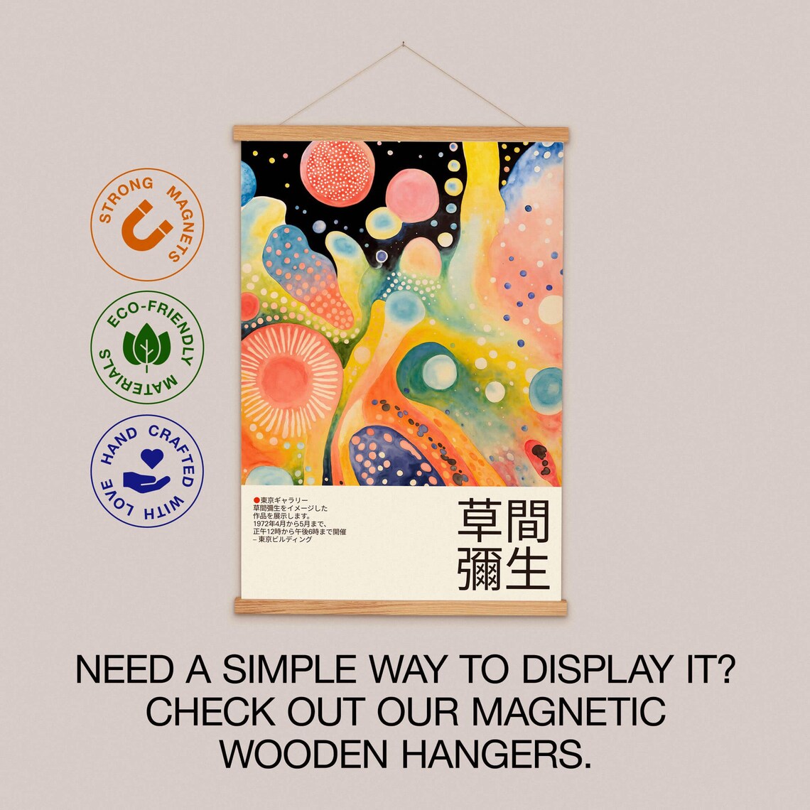 Kusama Inspired Neon Abstract Organic Shapes Vintage Gallery Poster - Image 2