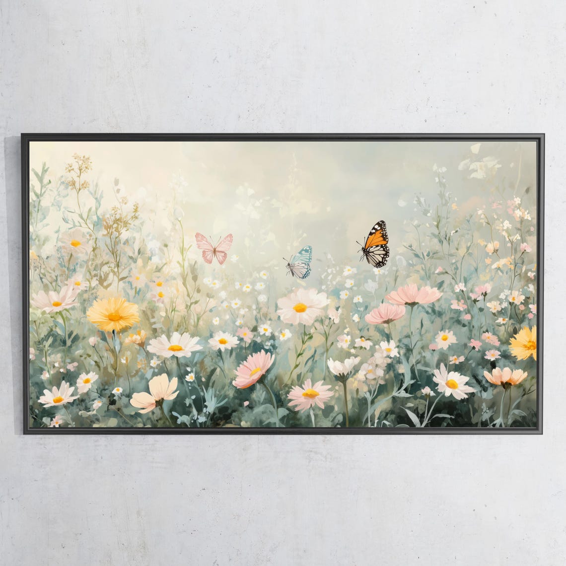 Spring Meadow Frame Tv Art 4k Frame Tv Art Wildflowers Tv Art Butterfly Tv Art Soft Muted Colors Tv345