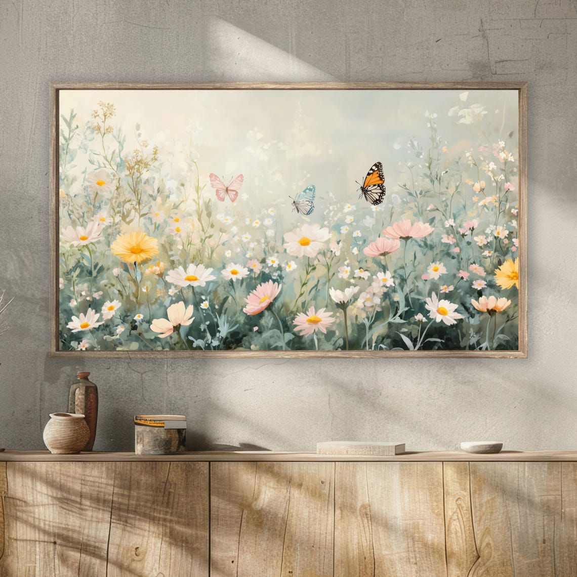 Spring Meadow Frame Tv Art 4k Frame Tv Art Wildflowers Tv Art Butterfly Tv Art Soft Muted Colors Tv345 - Image 2