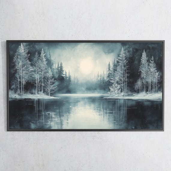 Winter Frame Tv Art 4k Frame Tv Art Abstract Winter Tv Art Watercolor Winter Moody Colors Tv299