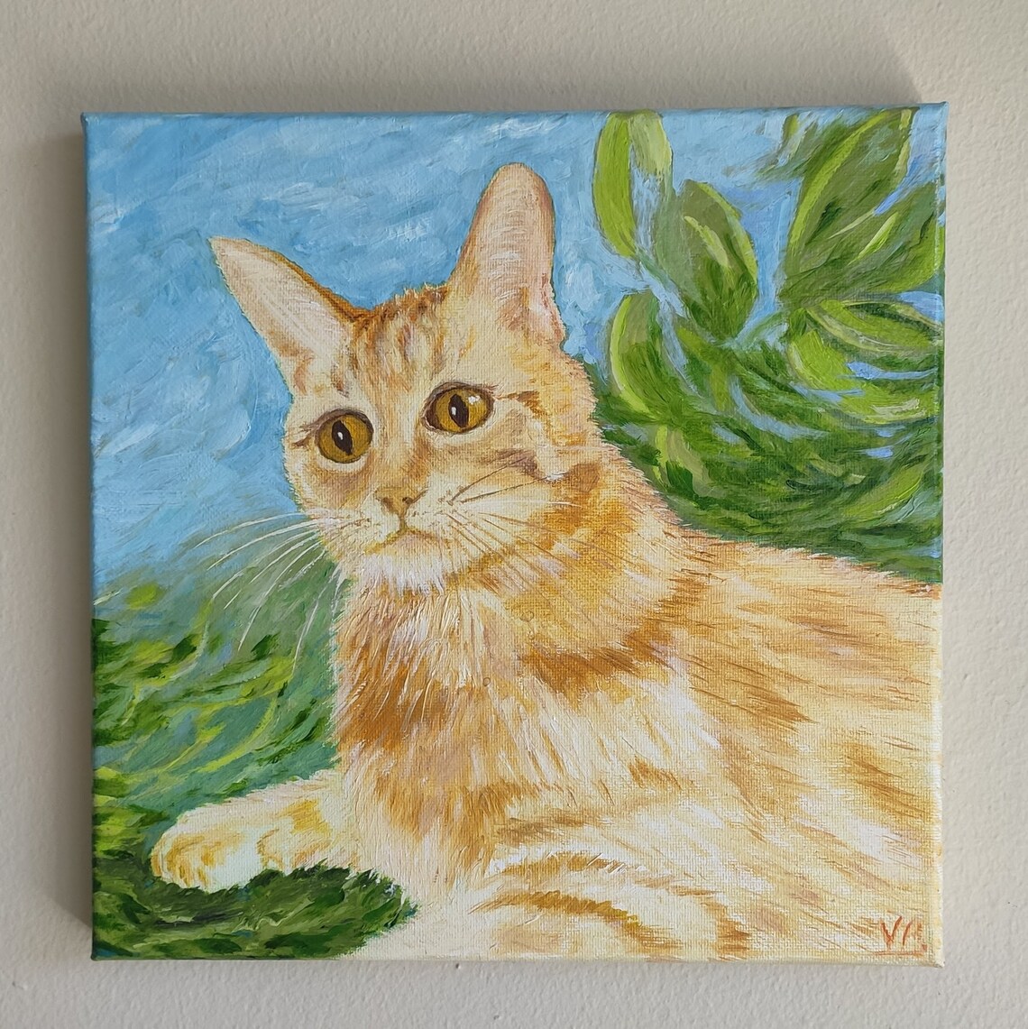 Ginger Tabby Cat Portrait Orange Kitten Oil Painting Animal Wall Art - Image 3