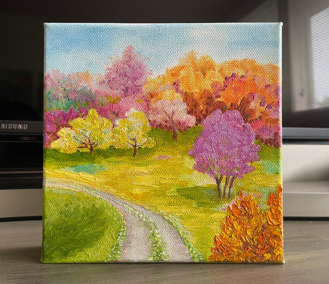 Autumn Forest Path Colorful Trees Fall Landscape Oil Painting Wall Art - Image 2